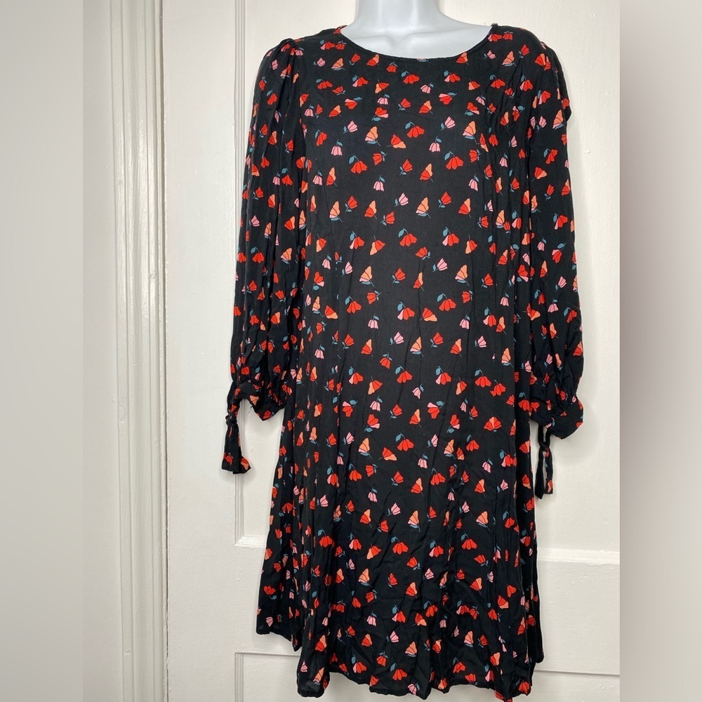 ANTHROPOLOGY brand VELVET by GRAHAM SPENCER Black, Red, & Pink Floral Pattern